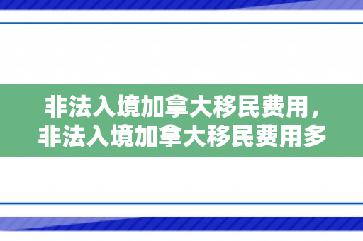 非法入境加拿大移民费用，非法入境加拿大移民费用多少