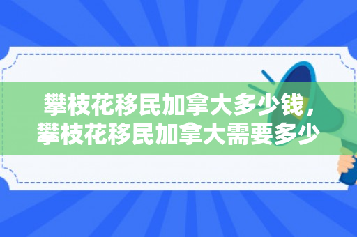 攀枝花移民加拿大多少钱，攀枝花移民加拿大需要多少钱？全面解读移民费用构成
