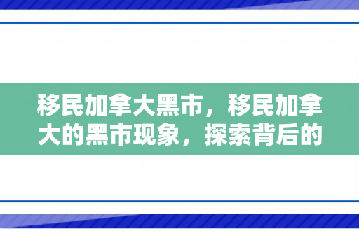 移民加拿大黑市，移民加拿大的黑市现象，探索背后的真相与挑战