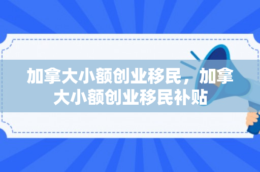 加拿大小额创业移民，加拿大小额创业移民补贴