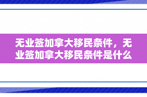 无业签加拿大移民条件，无业签加拿大移民条件是什么