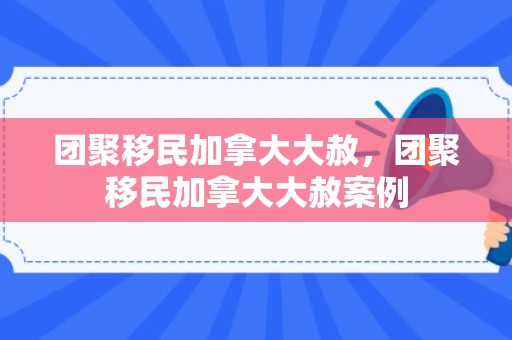 团聚移民加拿大大赦，团聚移民加拿大大赦案例