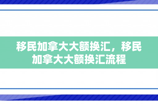 移民加拿大大额换汇，移民加拿大大额换汇流程