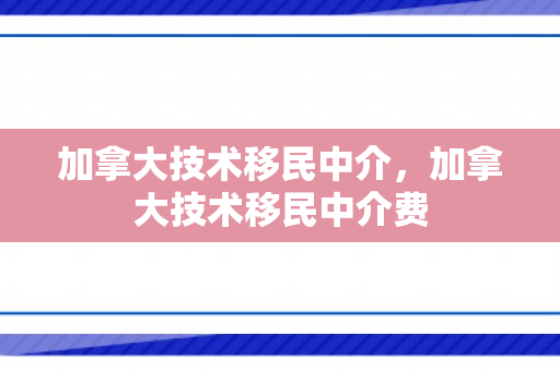 加拿大技术移民中介，加拿大技术移民中介费