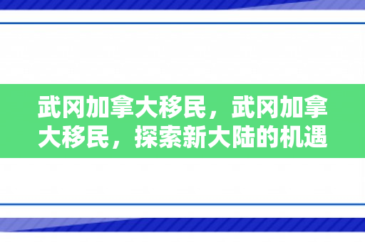 武冈加拿大移民，武冈加拿大移民，探索新大陆的机遇与挑战