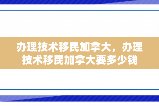 办理技术移民加拿大，办理技术移民加拿大要多少钱
