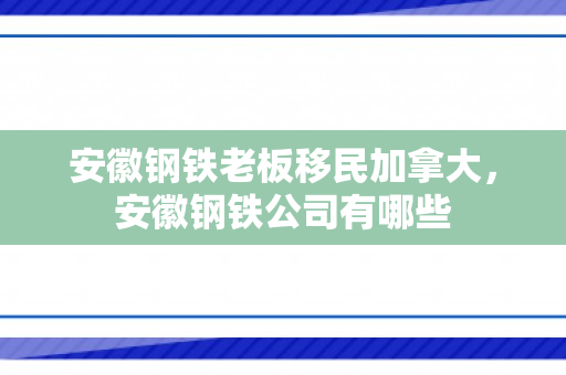 安徽钢铁老板移民加拿大，安徽钢铁公司有哪些
