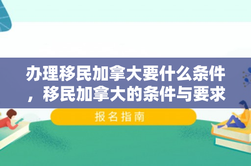 办理移民加拿大要什么条件，移民加拿大的条件与要求，全面解读申请流程