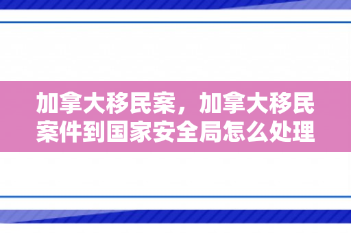 加拿大移民案，加拿大移民案件到国家安全局怎么处理