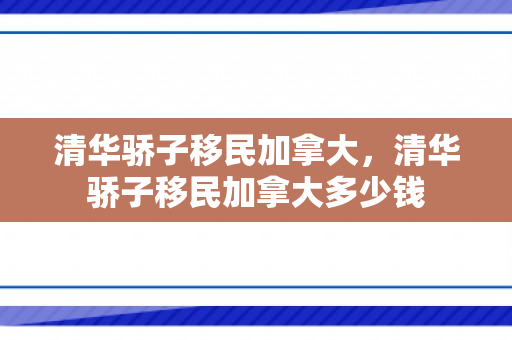 清华骄子移民加拿大，清华骄子移民加拿大多少钱