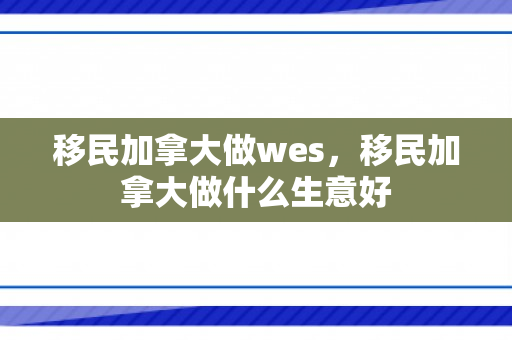 移民加拿大做wes，移民加拿大做什么生意好